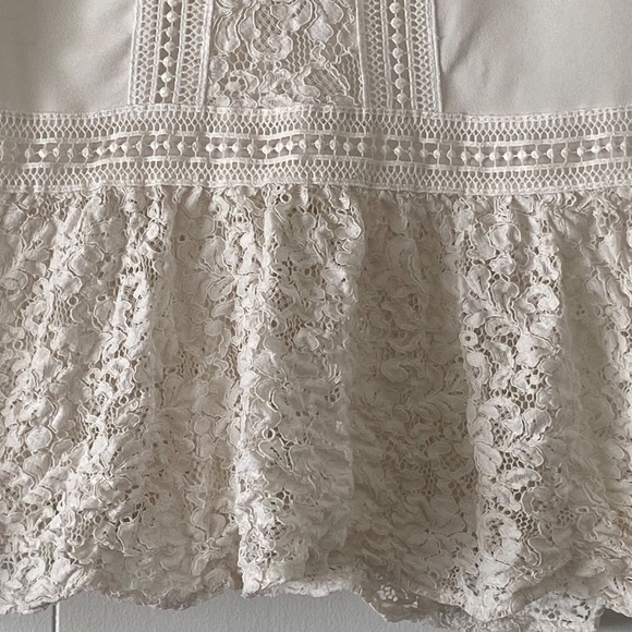 ZARA women white short sleeve peplum blouse with lace detail size S - Picture 3 of 7
